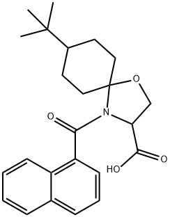 8-tert-butyl-4-(naphthalene-1-carbonyl)-1-oxa-4-azaspiro[4.5]decane-3-carboxylic acid 结构式