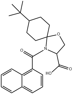 8-TERT-ブチル-4-(ナフタレン-1-カルボニル)-1-オキサ-4-アザスピロ[4.5]デカン-3-カルボン酸 化学構造式