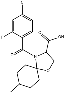 4-(4-chloro-2-fluorobenzoyl)-8-methyl-1-oxa-4-azaspiro[4.5]decane-3-carboxylic acid Structure