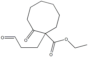 Cyclooctanecarboxylic acid, 2-oxo-1-(3-oxopropyl)-, ethyl ester Struktur