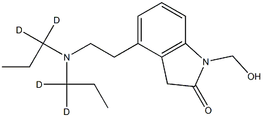 4-[2-[bis(1,1-dideuteriopropyl)amino]ethyl]-1-(hydroxymethyl)-3H-indol-2-one 化学構造式