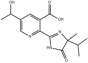 3-Pyridinecarboxylic acid,2-[4,5-dihydro-4-methyl-4-(1-methylethyl)- 5-oxo-1H-imidazol-2-yl]-5-(1- hydroxyethyl)- 化学構造式