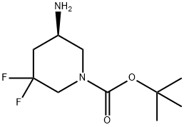 TERT-BUTYL (5R)-5-AMINO-3,3-DIFLUOROPIPERIDINE-1-CARBOXYLATE 化学構造式