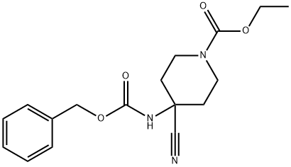 ethyl 4-{[(benzyloxy)carbonyl]amino}-4-cyanopiperidine-1-carboxylate Struktur