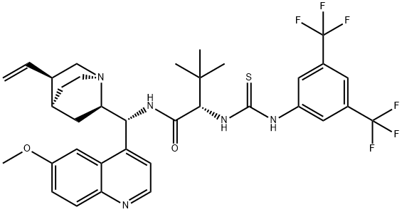 (2S)-2-[[[[3,5-bis(trifluoromethyl)phenyl]amino]thioxomethyl]amino]-N-[(9R)-6'-methoxycinchonan-9-yl]-3,3-dimethyl-Butanamide Structure