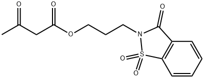 3-(1,1-二氧负基-3-氧亚基苯并[D]异噻唑-2(3H)-基)丙基 3-氧亚基丁酯, 147701-47-1, 结构式