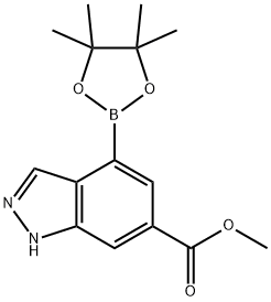 methyl 4-(4,4,5,5-tetramethyl-1,3,2-dioxaborolan-2-yl)-1H-indazole-6-carboxylate 化学構造式