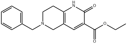 乙基 6-苯甲基-2-氧亚基-1,2,5,6,7,8-六氢-1,6-萘啶-3-甲酸基酯 结构式