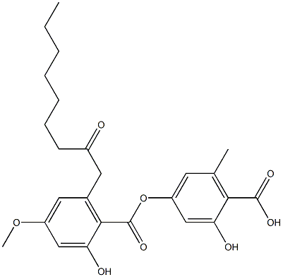 Benzoic acid,2-hydroxy-4-[[2-hydroxy-4-methoxy-6-(2-oxononyl)benzoyl]oxy]-6-methyl- Structure