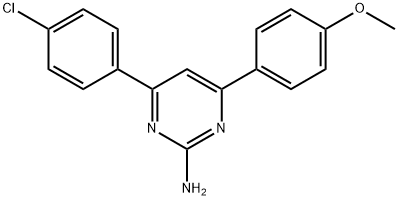 4-(4-クロロフェニル)-6-(4-メトキシフェニル)ピリミジン-2-アミン 化学構造式