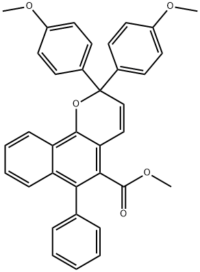 methyl 2,2-bis(4-methoxyphenyl)-6-phenyl-2H-benzo[h]chromene-5-carboxylate Struktur