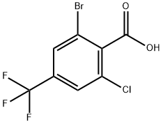 2-BROMO-6-CHLORO-4-(TRIFLUOROMETHYL)BENZOIC ACID 化学構造式