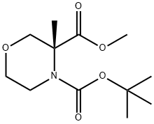 (R)-Methyl N-Boc-3-methylmorpholine-3-carboxylate 化学構造式