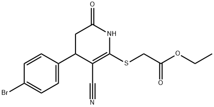 ethyl 2-((4-(4-bromophenyl)-3-cyano-6-oxo-1,4,5,6-tetrahydropyridin-2-yl)thio)acetate 结构式