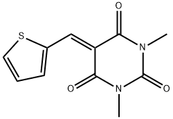 1,3-dimethyl-5-(thiophen-2-ylmethylene)pyrimidine-2,4,6(1H,3H,5H)-trione Struktur