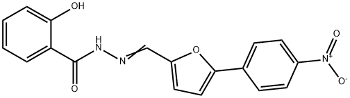 2-hydroxy-N-[(E)-[5-(4-nitrophenyl)furan-2-yl]methylideneamino]benzamide 结构式