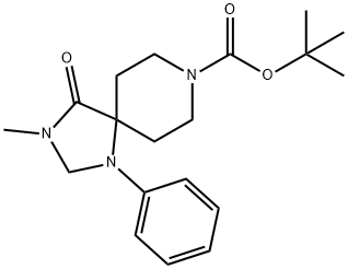 tert-Butyl 3-methyl-4-oxo-1-phenyl-1,3,8-triazaspiro[4.5]decane-8-carboxylate 结构式