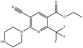 乙基 5-氰基-6-(哌嗪-1-基)-2-(三氟甲基)尼古丁酯,266680-09-5,结构式