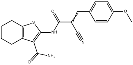 (Z)-2-(2-cyano-3-(4-methoxyphenyl)acrylamido)-4,5,6,7-tetrahydrobenzo[b]thiophene-3-carboxamide,292057-56-8,结构式