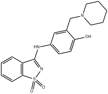 4-[(1,1-dioxido-1,2-benzothiazol-3-yl)amino]-2-(piperidin-1-ylmethyl)phenol Structure