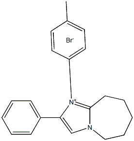 2-phenyl-1-(p-tolyl)-6,7,8,9-tetrahydro-5H-imidazo[1,2-a]azepin-1-ium bromide Structure