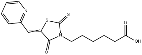 6-(4-Oxo-5-pyridin-2-ylmethylene-2-thioxo-thiazolidin-3-yl)-hexanoic acid 结构式