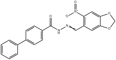 N'-[(6-nitro-1,3-benzodioxol-5-yl)methylene]-4-biphenylcarbohydrazide Struktur