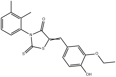 (Z)-3-(2,3-dimethylphenyl)-5-(3-ethoxy-4-hydroxybenzylidene)-2-thioxothiazolidin-4-one Struktur