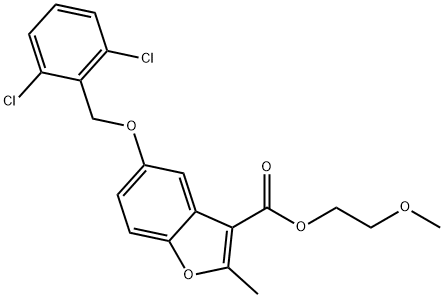 2-methoxyethyl 5-((2,6-dichlorobenzyl)oxy)-2-methylbenzofuran-3-carboxylate 结构式