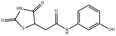 2-(2,4-dioxothiazolidin-5-yl)-N-(3-hydroxyphenyl)acetamide 化学構造式