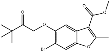 methyl 6-bromo-5-(3,3-dimethyl-2-oxobutoxy)-2-methylbenzofuran-3-carboxylate 化学構造式