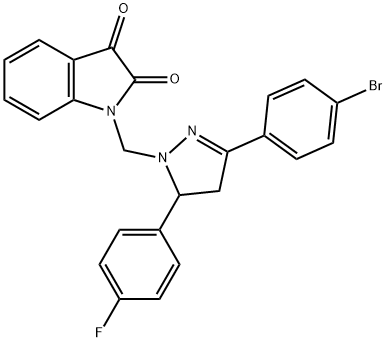 1-((3-(4-bromophenyl)-5-(4-fluorophenyl)-4,5-dihydro-1H-pyrazol-1-yl)methyl)indoline-2,3-dione 结构式