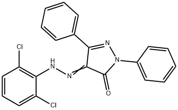 4-[(2,6-dichlorophenyl)hydrazono]-2,5-diphenyl-2,4-dihydro-3H-pyrazol-3-one Struktur