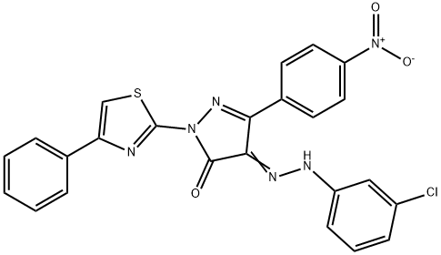 4-[(3-chlorophenyl)hydrazono]-5-(4-nitrophenyl)-2-(4-phenyl-1,3-thiazol-2-yl)-2,4-dihydro-3H-pyrazol-3-one Structure