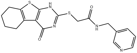 2-((4-oxo-3,4,5,6,7,8-hexahydrobenzo[4,5]thieno[2,3-d]pyrimidin-2-yl)thio)-N-(pyridin-3-ylmethyl)acetamide Struktur