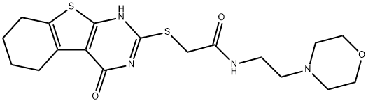 N-(2-morpholinoethyl)-2-((4-oxo-3,4,5,6,7,8-hexahydrobenzo[4,5]thieno[2,3-d]pyrimidin-2-yl)thio)acetamide 结构式