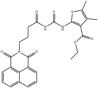 ethyl 2-(3-(4-(1,3-dioxo-1H-benzo[de]isoquinolin-2(3H)-yl)butanoyl)thioureido)-4,5-dimethylthiophene-3-carboxylate 结构式