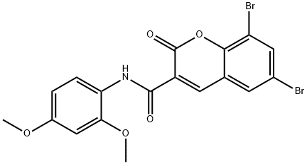 6,8-dibromo-N-(2,4-dimethoxyphenyl)-2-oxo-2H-chromene-3-carboxamide,325807-74-7,结构式