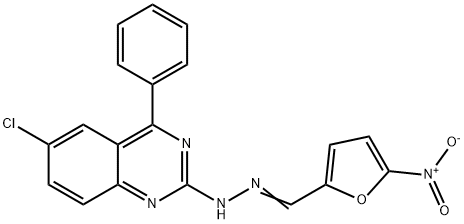 (E)-6-chloro-2-(2-((5-nitrofuran-2-yl)methylene)hydrazinyl)-4-phenylquinazoline Structure