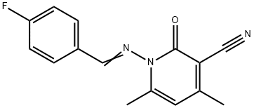 1-[(4-fluorobenzylidene)amino]-4,6-dimethyl-2-oxo-1,2-dihydro-3-pyridinecarbonitrile 化学構造式