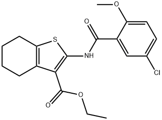 ethyl 2-{[(5-chloro-2-methoxyphenyl)carbonyl]amino}-4,5,6,7-tetrahydro-1-benzothiophene-3-carboxylate Struktur