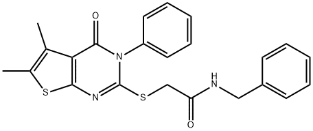 N-benzyl-2-((5,6-dimethyl-4-oxo-3-phenyl-3,4-dihydrothieno[2,3-d]pyrimidin-2-yl)thio)acetamide Structure