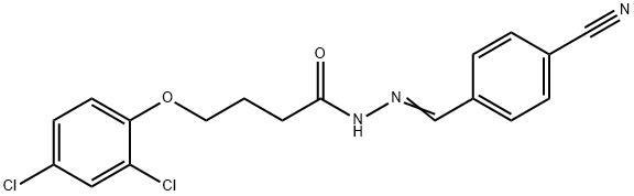 N'-(4-cyanobenzylidene)-4-(2,4-dichlorophenoxy)butanohydrazide 化学構造式