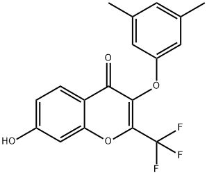 3-(3,5-dimethylphenoxy)-7-hydroxy-2-(trifluoromethyl)-4H-chromen-4-one Struktur