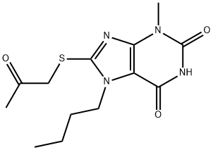 7-butyl-3-methyl-8-((2-oxopropyl)thio)-3,7-dihydro-1H-purine-2,6-dione 化学構造式