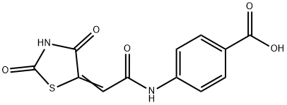 (Z)-4-(2-(2,4-dioxothiazolidin-5-ylidene)acetamido)benzoic acid 结构式