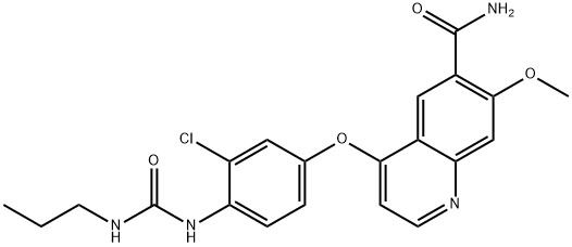 4-[3-chloro-4-(propylcarbamoylamino)phenoxy]-7-methoxyquinoline-6-carboxamide Struktur
