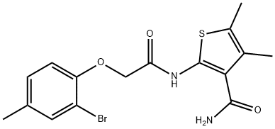 2-{[(2-bromo-4-methylphenoxy)acetyl]amino}-4,5-dimethyl-3-thiophenecarboxamide Structure