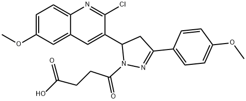 4-(5-(2-chloro-6-methoxyquinolin-3-yl)-3-(4-methoxyphenyl)-4,5-dihydro-1H-pyrazol-1-yl)-4-oxobutanoic acid,442649-85-6,结构式