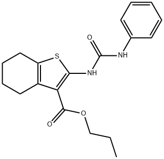 propyl 2-[(phenylcarbamoyl)amino]-4,5,6,7-tetrahydro-1-benzothiophene-3-carboxylate 化学構造式